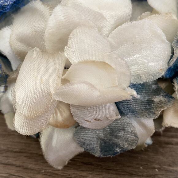 Vintage Miss Kathy New York Silk Floral Velvet Bow Cloche Hat Gatsby Blue Cream main image 6